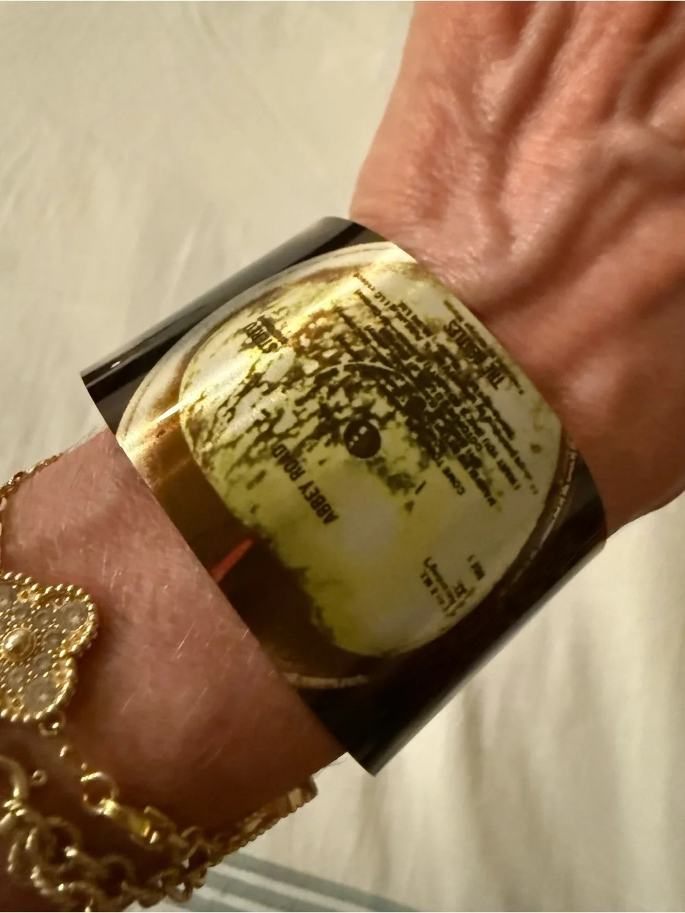 Beatles Abbey Road Vinyl Black and Gold Cuff Bracelet. Collectors’ item!